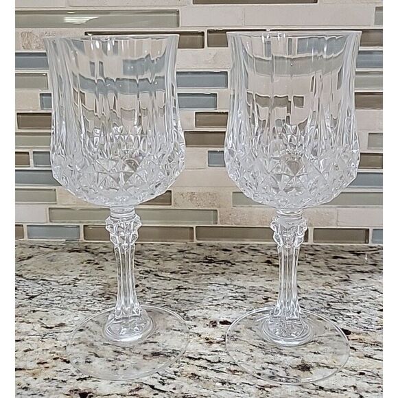 Glass wine glasses Cristal d'arques like set of 2 - Picture 2 of 4
